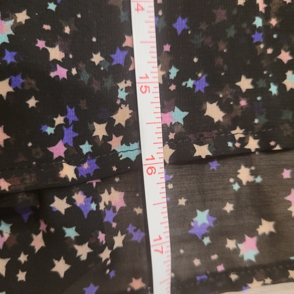 NWT! Bongo Starry Black Night Pastel Yellow Pink Purple Stars Sheer Caged Tunic - Picture 10 of 11